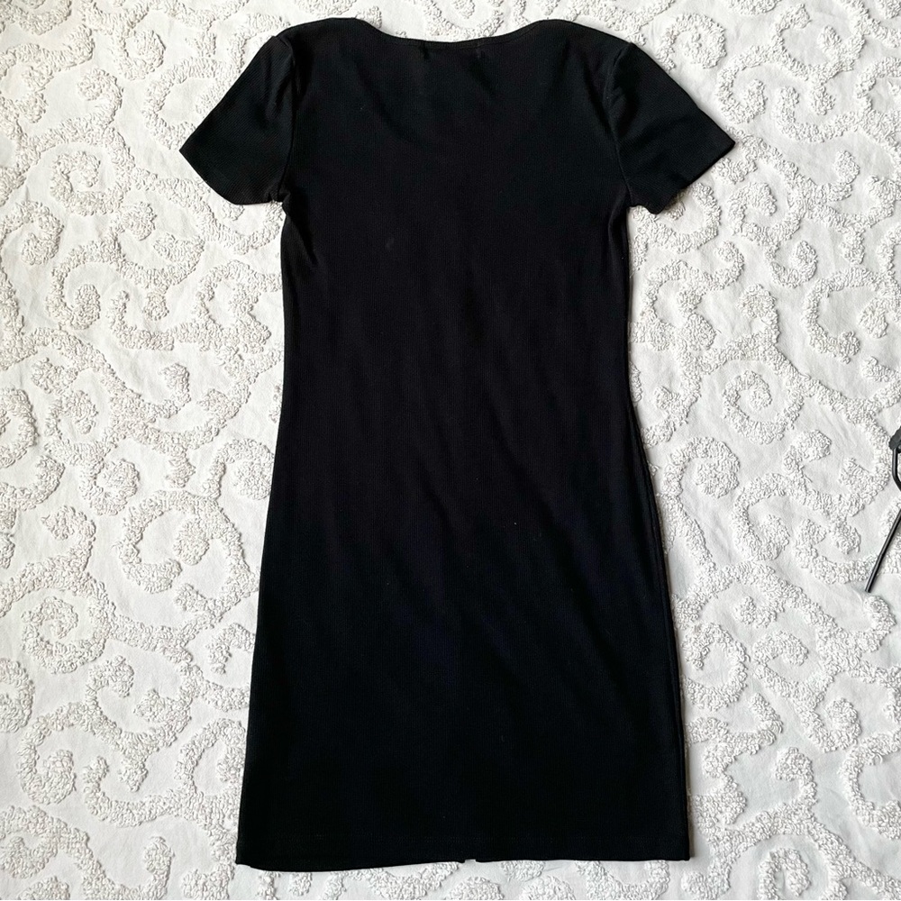 Black Ribbed Y2K Button Design Dress medium 90s - Picture 4 of 8